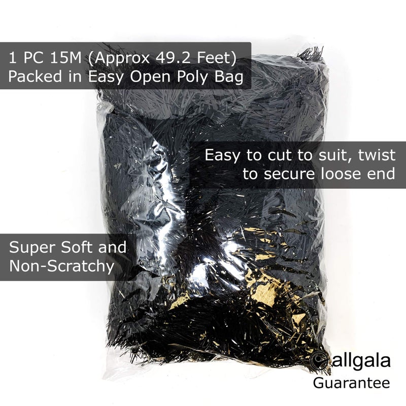 Allgala Black Tinsel Garland  50 Feet Christmas Metallic Foil Tinsel Garland Decoration For Holiday Tree Walll Rail Home Office Event Fall Thanksgiving Halloween Decoration - Image 2