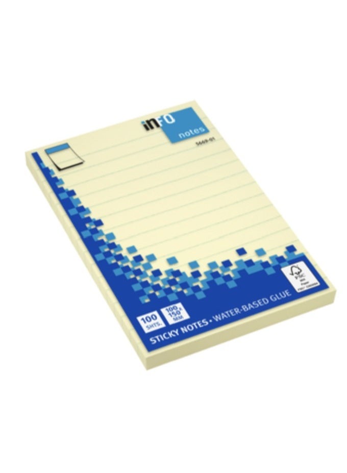 infonotes - STICKY NOTE, 100 x 150mm, Yellow, 100 Sheets