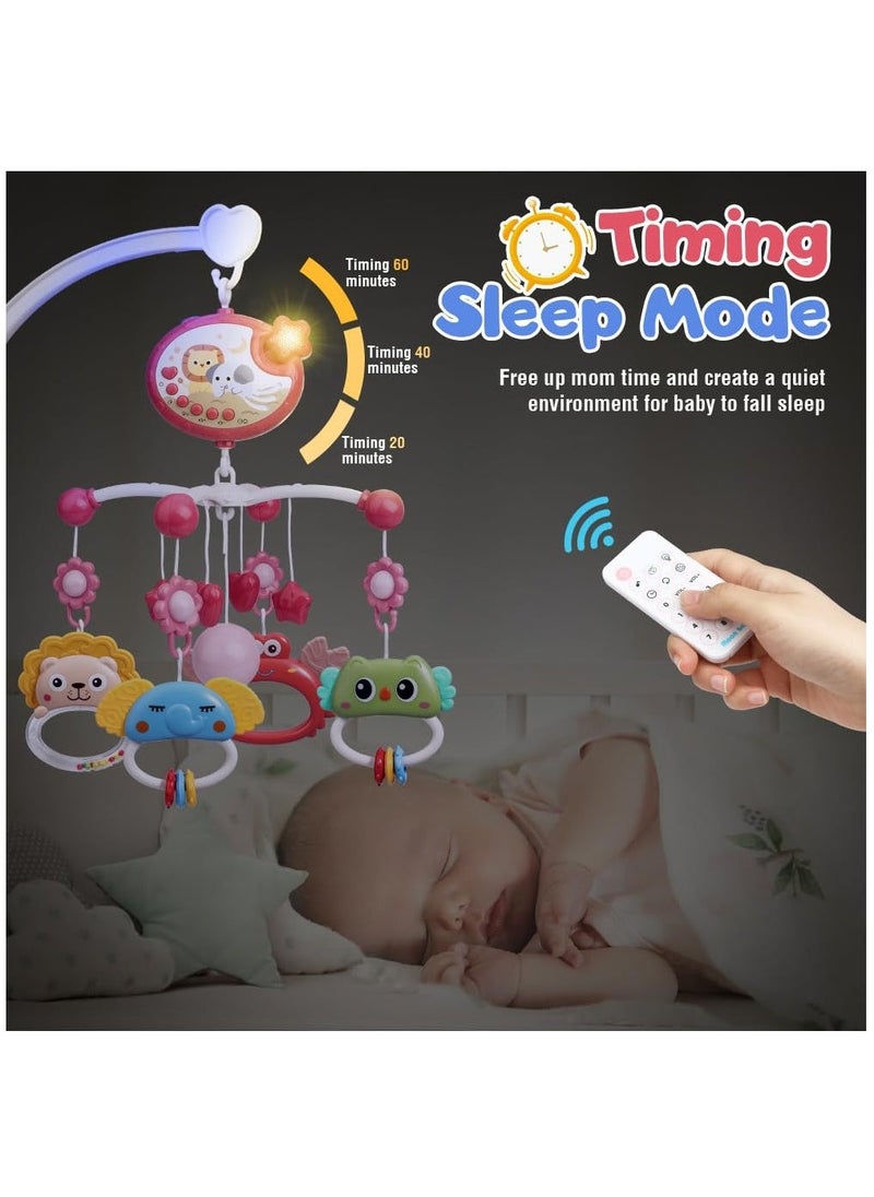 Generic - Baby Crib Mobile with Music and Lights,360°Rotation Remote Control Musical Mobile for Crib with 400 Lullabies,Projection Night Light and Chewable Rattle Toy - Image 1