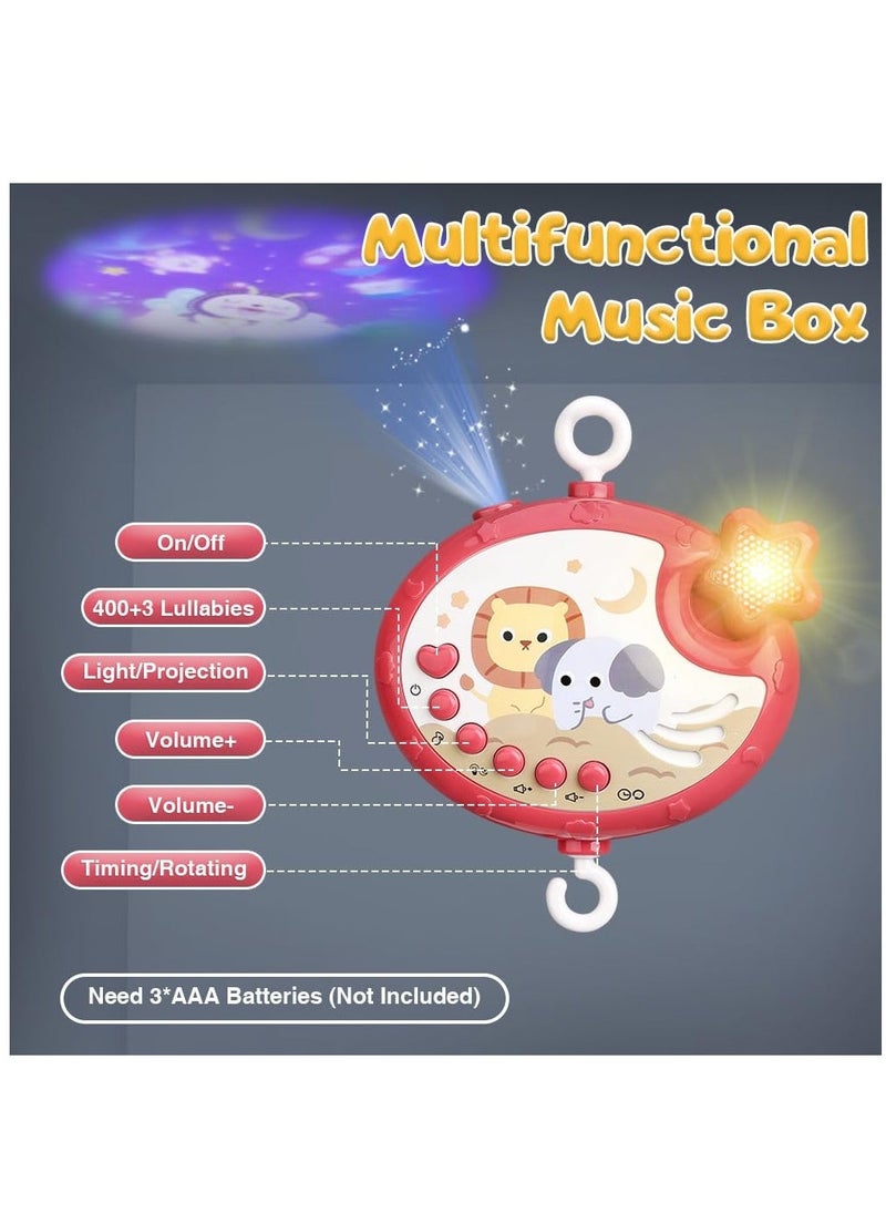Generic - Baby Crib Mobile with Music and Lights,360°Rotation Remote Control Musical Mobile for Crib with 400 Lullabies,Projection Night Light and Chewable Rattle Toy - Image 1