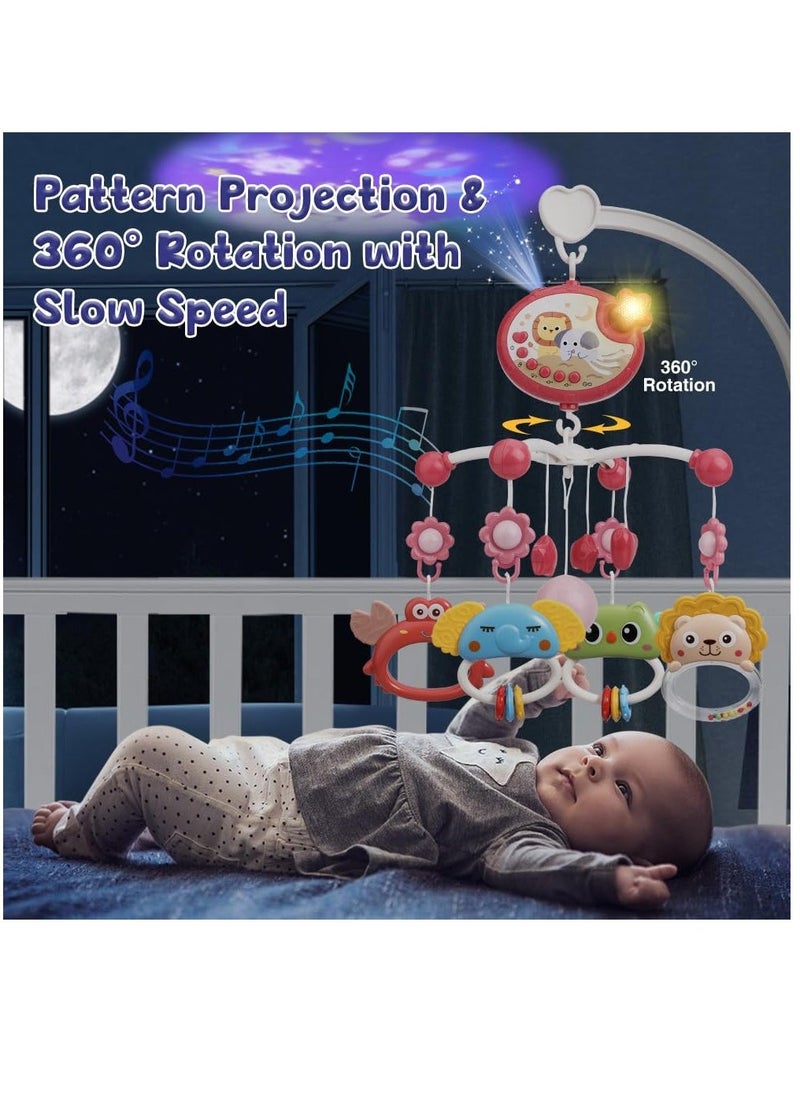 Generic - Baby Crib Mobile with Music and Lights,360°Rotation Remote Control Musical Mobile for Crib with 400 Lullabies,Projection Night Light and Chewable Rattle Toy - Image 1