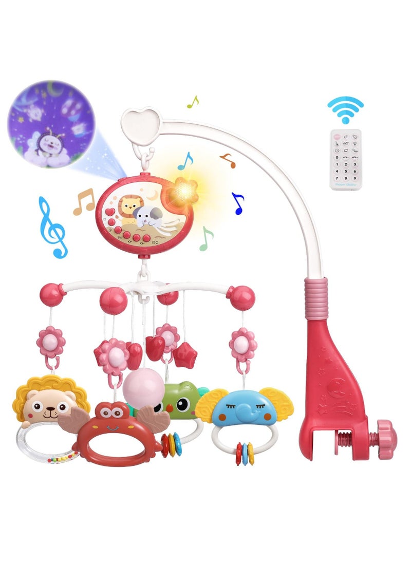 Generic - Baby Crib Mobile with Music and Lights,360°Rotation Remote Control Musical Mobile for Crib with 400 Lullabies,Projection Night Light and Chewable Rattle Toy - Image 1