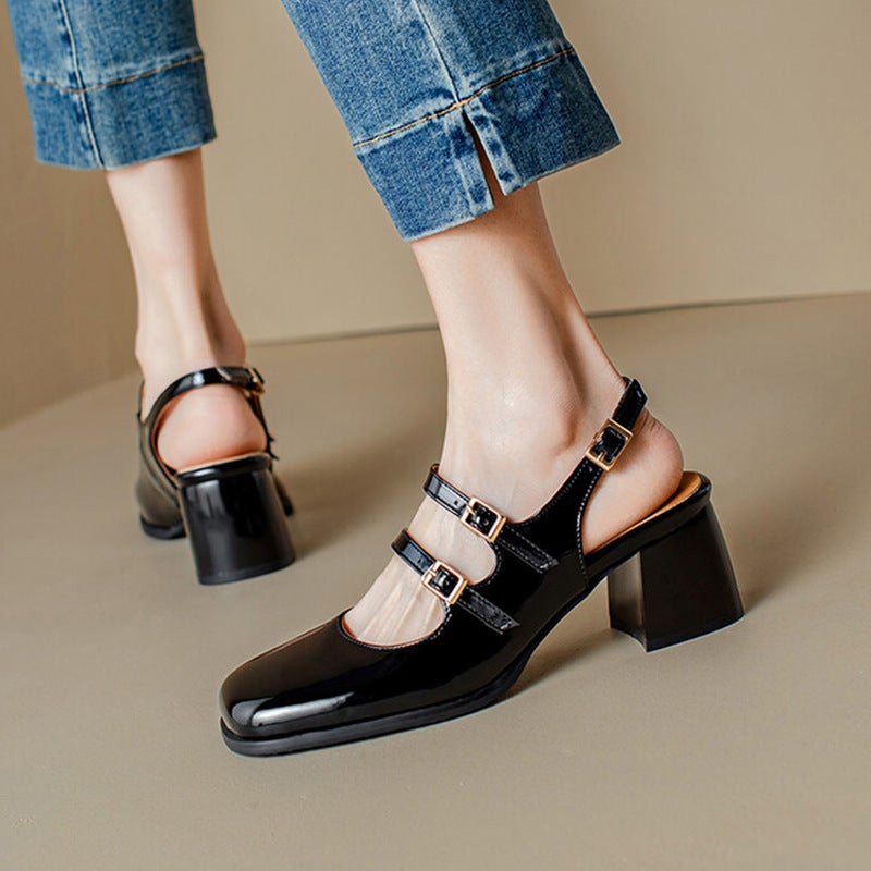 Mary Jane Shoes Closed Toe Back Air Heel Sandals Size Women'S Shoes 32-46 - Image 2
