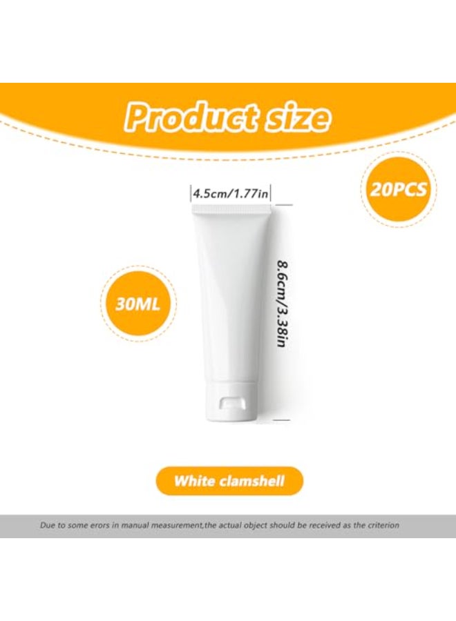 VASANA 20PCS 30ml1oz Empty Refill White Plastic Cosmetic Lotion Tubes Bottles Shampoo Facial Cleanser Makeup Sample Soft Container Tube Bottle Vial Jar Pot Case with Flip Cap - Image 4