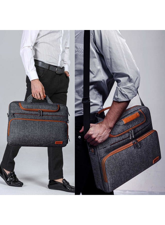 DOMISO 14 Inch Laptop Bag, Waterproof Business Briefcase Computer Messenger Shoulder Bag with Strap for Macbook Pro Air/Lenovo IdeaPad/Acer Aspire/HP/Dell XPS 15/ASUS/MSI, Dark Grey - Image 2