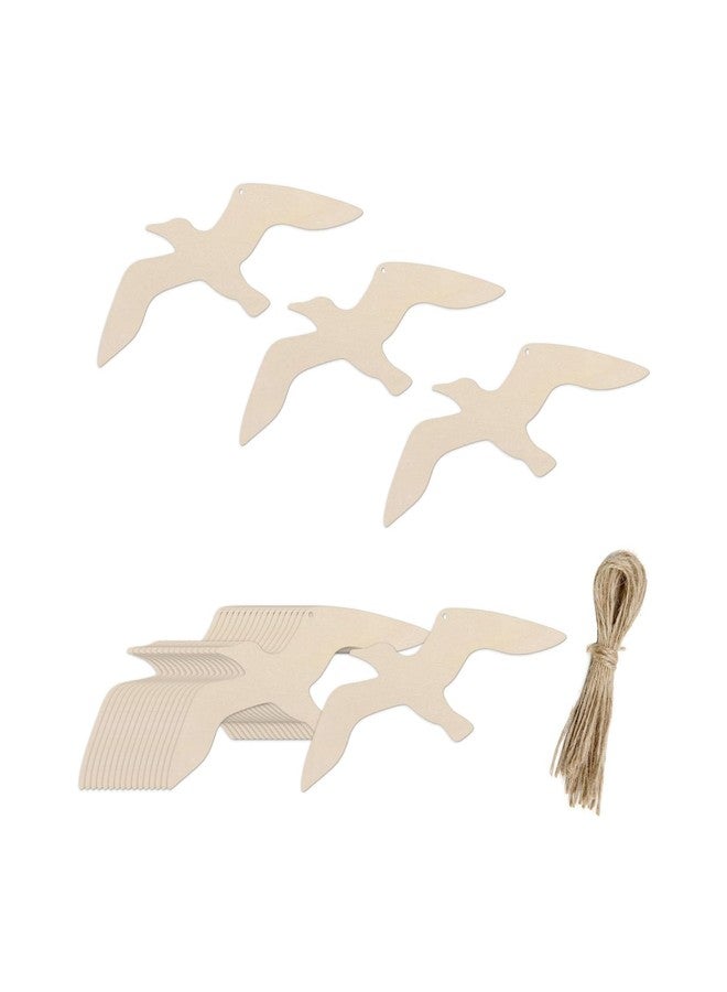 JANOU 20pcs Wooden Seagull Flying Cutouts DIY Crafts Sea Gull Flying Bird Unfinished Wood Hanging Tags Ornaments for Wedding Birthday Party Decoration - Image 1