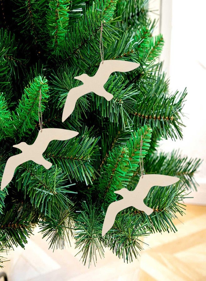 JANOU 20pcs Wooden Seagull Flying Cutouts DIY Crafts Sea Gull Flying Bird Unfinished Wood Hanging Tags Ornaments for Wedding Birthday Party Decoration - Image 5