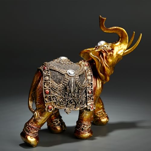 AWENDIETOU Lucky Elephant Statue,7" Elephant Decor,Elephants Figurine for Home Decor Unique and Ornament for Living Room,Table Centerpiece Shelf and Office Adds(Resin Craft) - Image 3