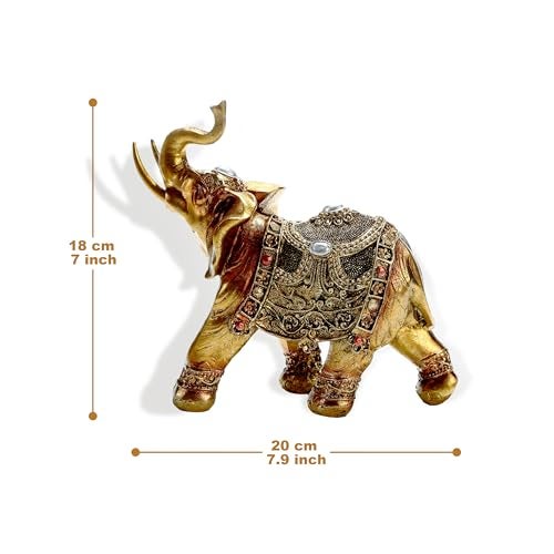 AWENDIETOU Lucky Elephant Statue,7" Elephant Decor,Elephants Figurine for Home Decor Unique and Ornament for Living Room,Table Centerpiece Shelf and Office Adds(Resin Craft) - Image 2