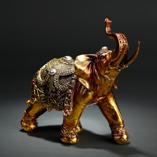AWENDIETOU Lucky Elephant Statue,7" Elephant Decor,Elephants Figurine for Home Decor Unique and Ornament for Living Room,Table Centerpiece Shelf and Office Adds(Resin Craft) - Image 5