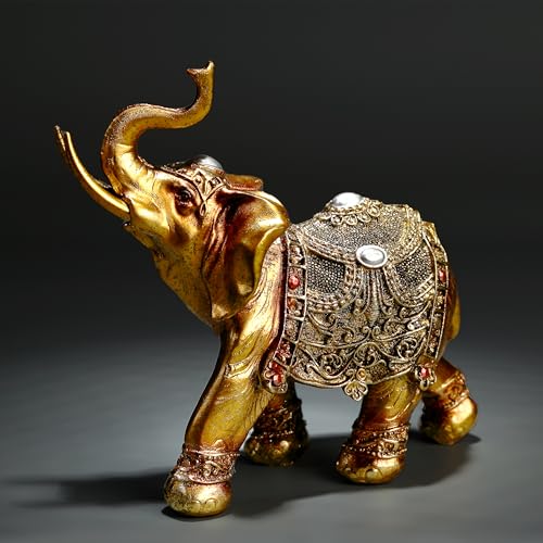 AWENDIETOU Lucky Elephant Statue,7" Elephant Decor,Elephants Figurine for Home Decor Unique and Ornament for Living Room,Table Centerpiece Shelf and Office Adds(Resin Craft) - Image 4