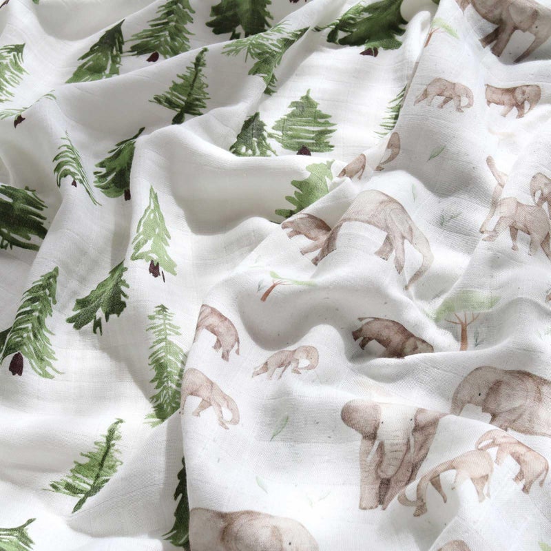 Lifetree Baby Swaddle Blankets  Boys Girls Muslin Swaddling Wrap Receiving Blanket For Newborn  70% Viscose From Bamboo And 30% Cotton  Large 47"" X 47""  Elephant And Tree Pattern - Image 4