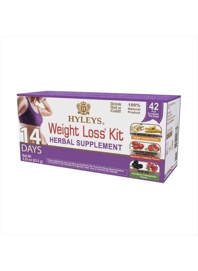 HYLEYS 14 Day Weight Loss Tea – 42 Tea Bags – Garcinia Cambogia, Matcha Green Tea, Senna & Natural Flavors – Supports Weight Loss, Digestion & Metabolism - Image 1