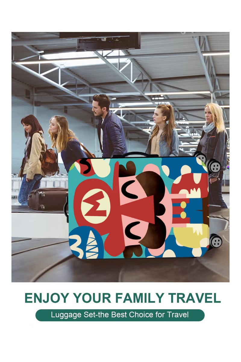 TNGames Vintage Color Stain-Resistant Patterns - Luggage Protector Cover Extra Thick & Highly Elastic Suitcase Protector Cover (Fits 18-21 Inch Luggage) + Free Macaron Apple Green PVC Luggage Tag | Dustproof & Scratchproof - Easy Airport Identification - Image 2