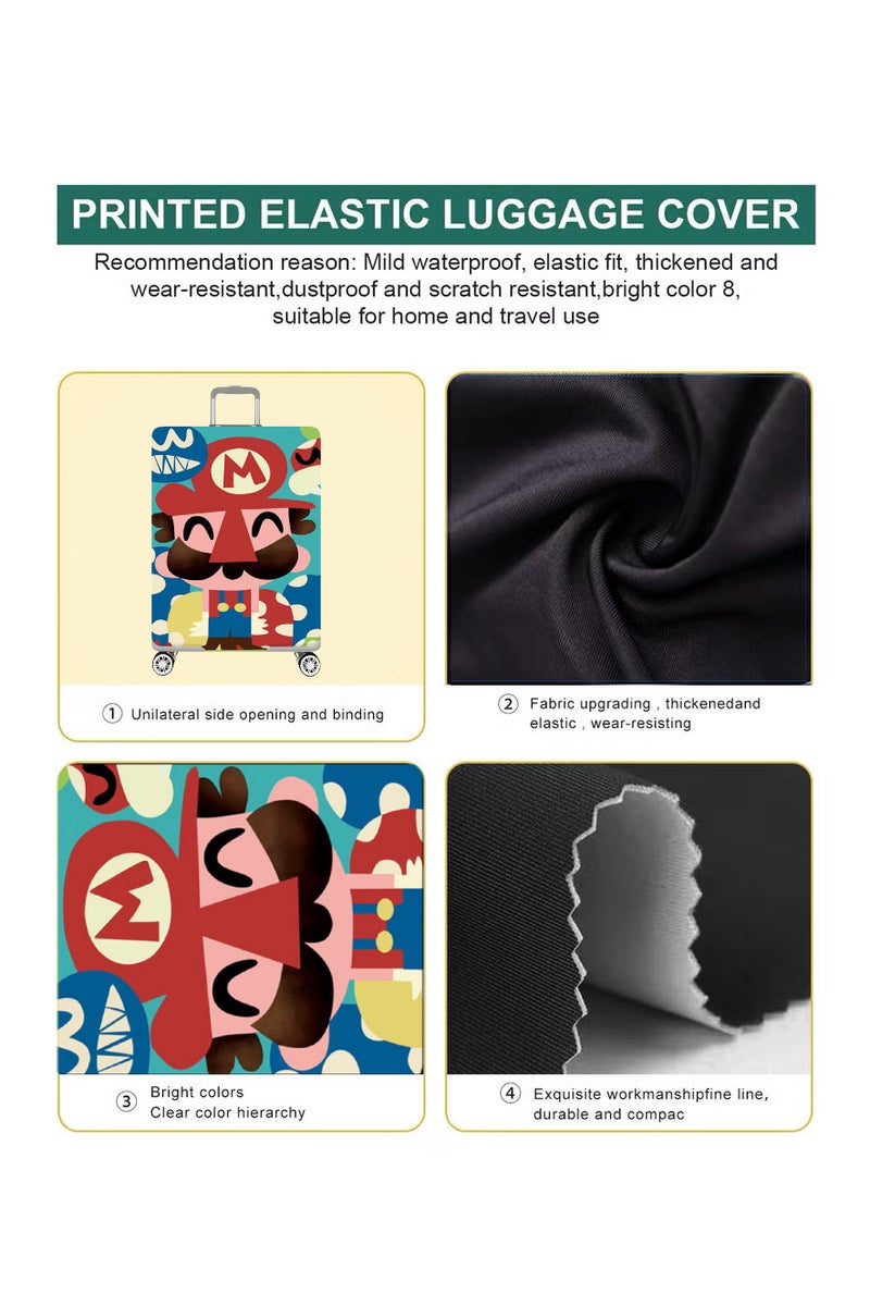 TNGames Vintage Color Stain-Resistant Patterns - Luggage Protector Cover Extra Thick & Highly Elastic Suitcase Protector Cover (Fits 18-21 Inch Luggage) + Free Macaron Apple Green PVC Luggage Tag | Dustproof & Scratchproof - Easy Airport Identification - Image 5