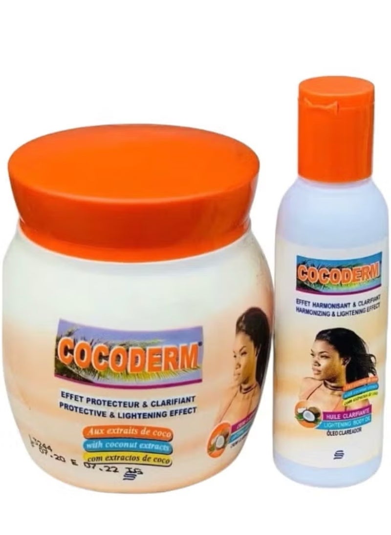 Cocoderm Coconut Lightening and Moisturizing Cream Set - 300ml Cocoderm Purifying Oil