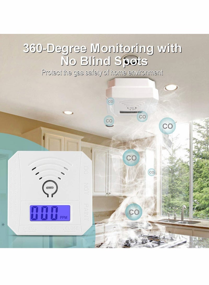 Zikra Carbon Monoxide Detector, CO Gas Monitor Alarm Detector Sensor with LED Digital Display and Sound Warning for Home, Depot, Battery Powered - Image 2