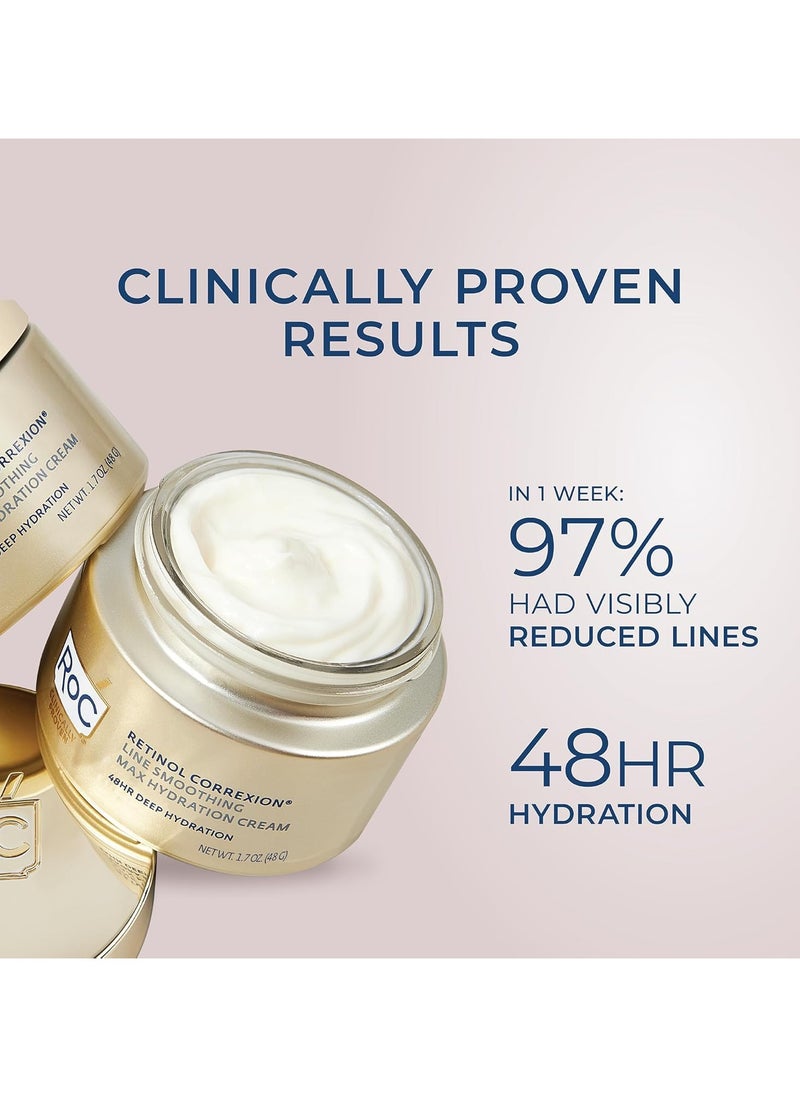 RoC - Retinol Correxion Max Daily Hydration Anti-Aging Face Moisturizer with Hyaluronic Acid, Oil Free Skin Care Cream for Fine Lines, Dark Spots, Post-Acne Scars, 1.7 Ounces (Packaging May Vary) - Image 1