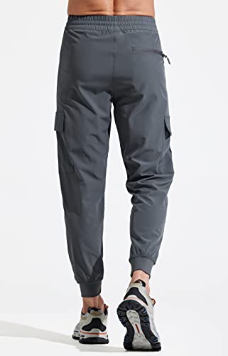 Libin Men's Lightweight Joggers Quick Dry Cargo Hiking Pants Track Running Workout Athletic Travel Golf Casual Outdoor, Grey M - Image 2