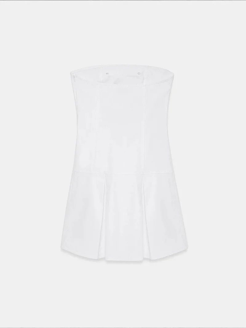 Dilvin White DILVIN Strapless Mini Dress With Button Detail for Women | Best Price UAE
