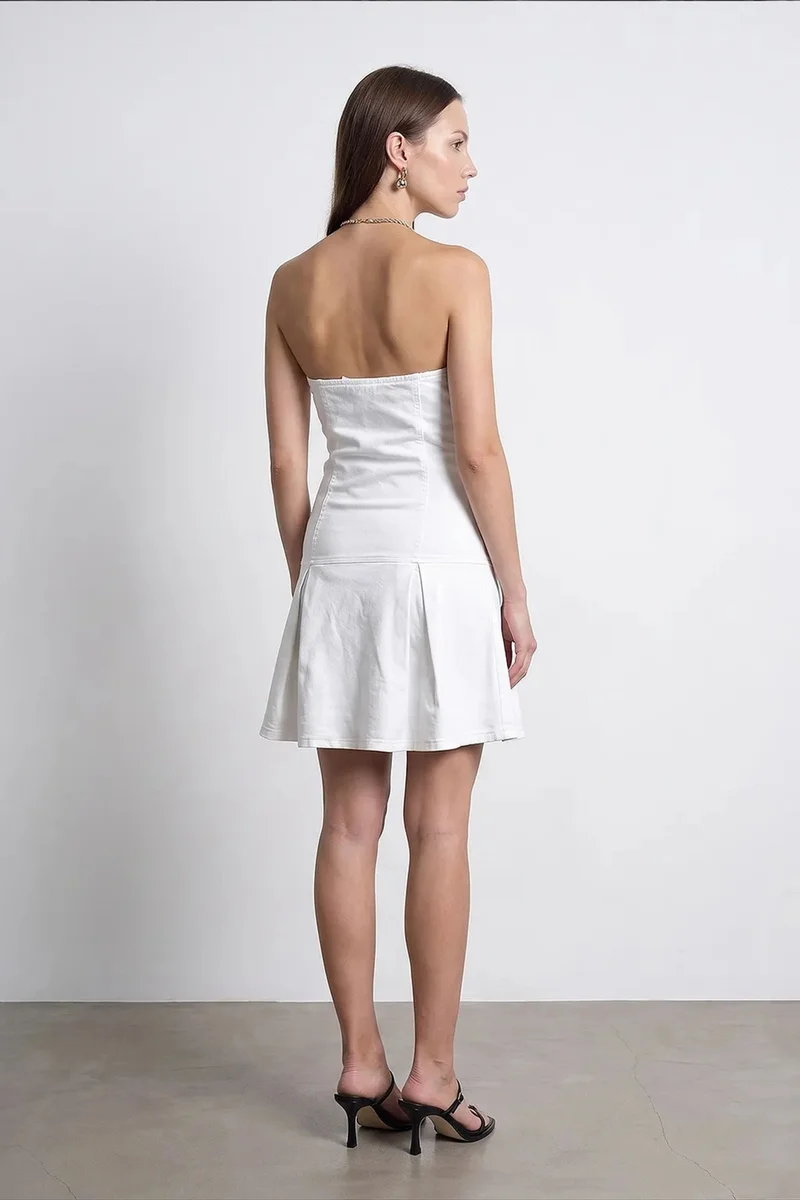 ديلفين DILVIN Strapless Mini Dress With Button Detail