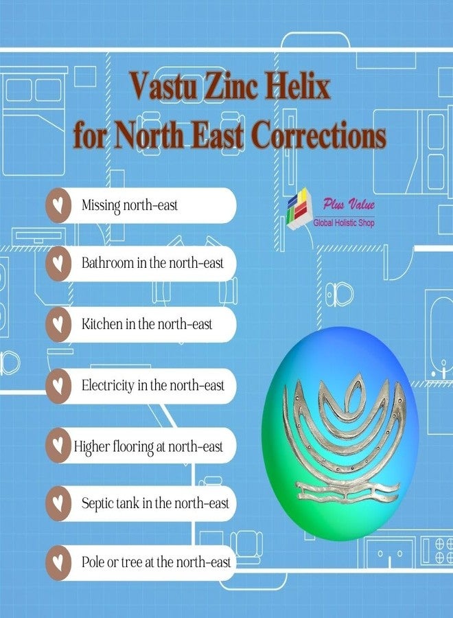 Plus Value Zinc Helix Vastu Remedies for North East Kitchen, Toilet, Bedroom, Overhead Tank Vastu Defect or Ishanya Cornet Cuts (Set of 3pcs) - Image 2