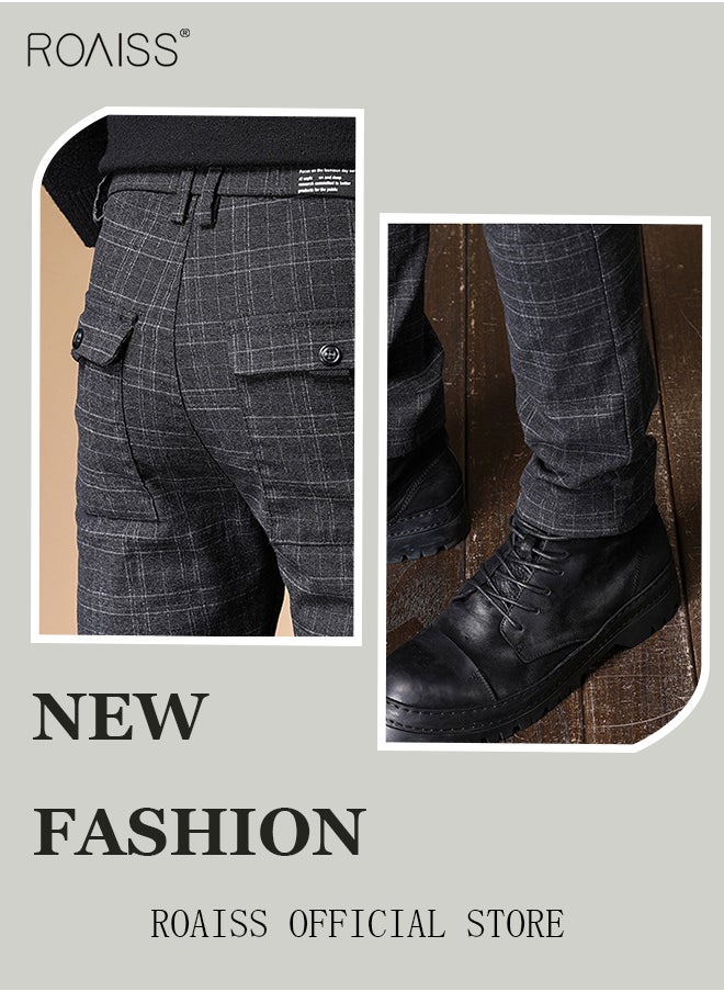 roaiss - Men Straight Leg Slim Fit Trousers  Elastic Slimming Effect Pilling Free & Colorfast Mid Rise & Tummy Control No Crotch Binding - Image 1