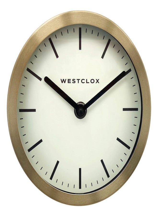 Westclox Contemporary Table & Wall Clock for Home or Office – 6-Inch Round Analog Clock with Brushed Gold Metal Frame, Folding Stand & Wall Mount (Gold, 6-Inch) - Image 1