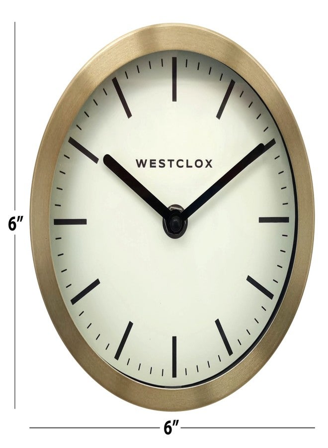 Westclox Contemporary Table & Wall Clock for Home or Office – 6-Inch Round Analog Clock with Brushed Gold Metal Frame, Folding Stand & Wall Mount (Gold, 6-Inch) - Image 2