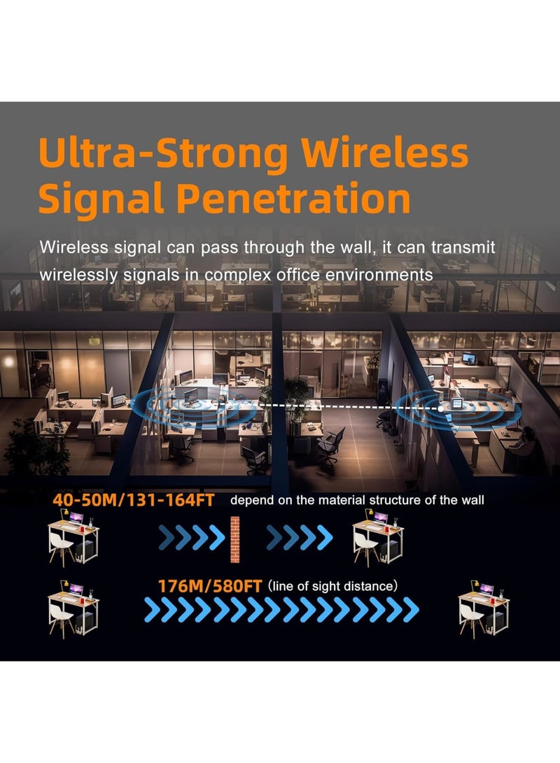 Zikra جهاز إرسال واستقبال HDMI لاسلكي، مدى طويل 580 قدم، توصيل وتشغيل، مجموعة موسع HDMI لاسلكية محمولة 2.4G/5G لبث الفيديو والصوت إلى شاشة العرض من اللابتوب/الكمبيوتر الشخصي/صندوق التلفاز - Image 4