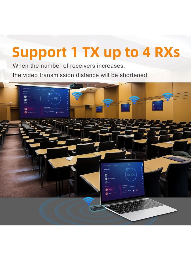 Zikra جهاز إرسال واستقبال HDMI لاسلكي، مدى طويل 580 قدم، توصيل وتشغيل، مجموعة موسع HDMI لاسلكية محمولة 2.4G/5G لبث الفيديو والصوت إلى شاشة العرض من اللابتوب/الكمبيوتر الشخصي/صندوق التلفاز - Image 3
