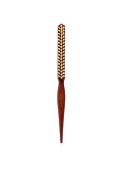 Boar Bristle Teasing Brush For Slick Back Hair Backcombing Edge Control Smoothing Baby Hairs To Create Volume And Sleek Hairstyle White Bristles Wooden Rat Tail Comb Handle