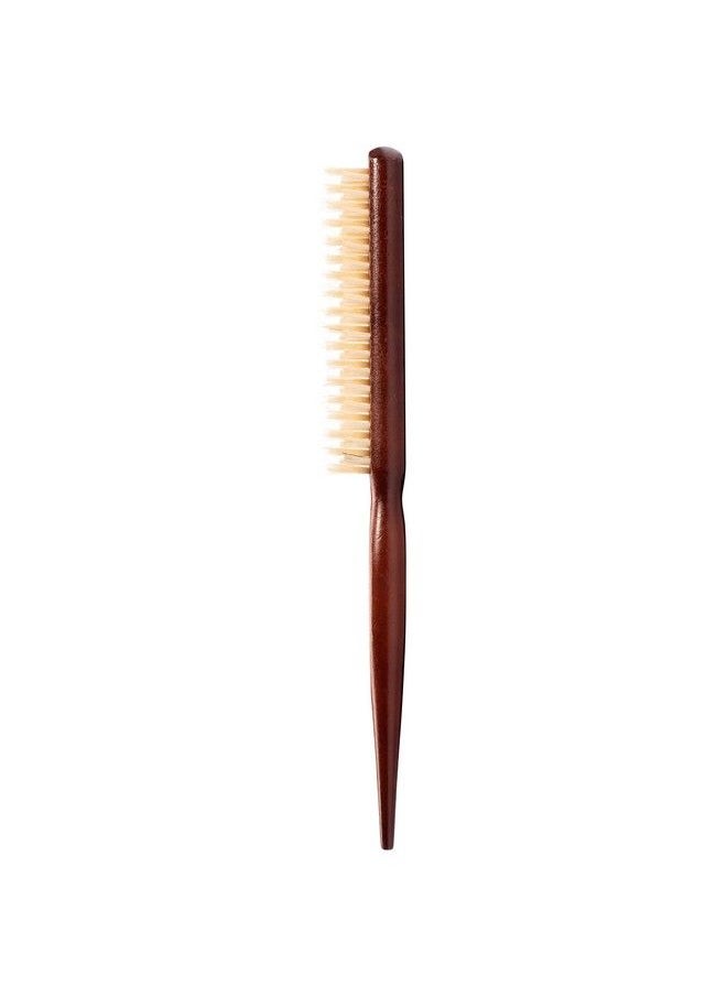 GranNaturals - Boar Bristle Teasing Brush For Slick Back Hair Backcombing Edge Control Smoothing Baby Hairs To Create Volume And Sleek Hairstyle White Bristles Wooden Rat Tail Comb Handle - Image 1