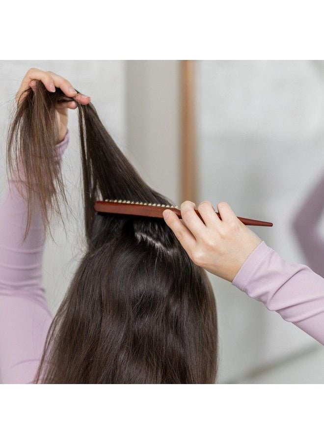GranNaturals - Boar Bristle Teasing Brush For Slick Back Hair Backcombing Edge Control Smoothing Baby Hairs To Create Volume And Sleek Hairstyle White Bristles Wooden Rat Tail Comb Handle - Image 1