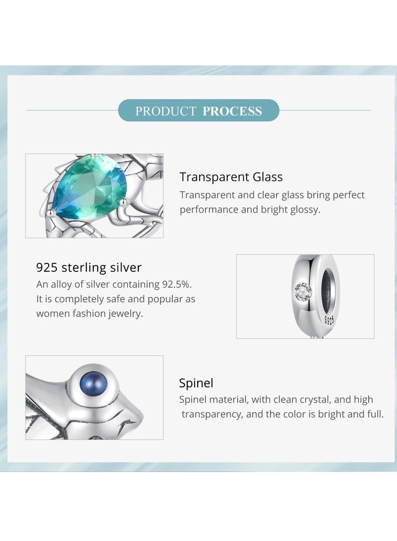Excefore 925 Sterling Silver Animal Pendant Beads, Bead Charms for Bracelets, Girls Jewelry Beads Women Gift Bracelets and Necklaces, Crystal Everyday Accessories (Chameleon Pendant) - Image 4