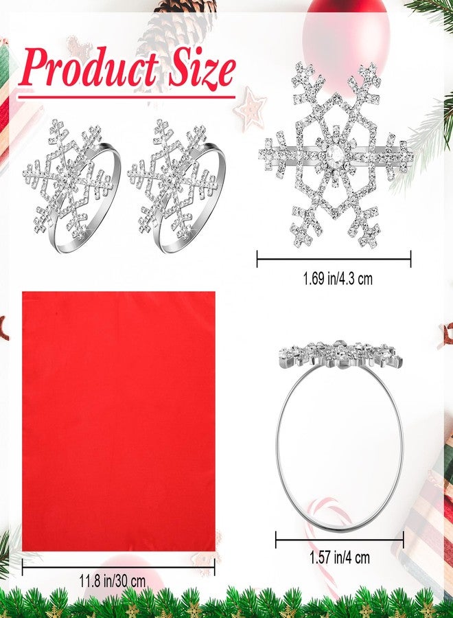 Nitial 24 Pcs Christmas Napkin and Rings Set 12 Packs Washable Red Napkins Cloth 12 Pcs Silver Snowflake Napkin Rings for Holiday Table Decoration Wedding Birthday Xmas Party Events - Image 2