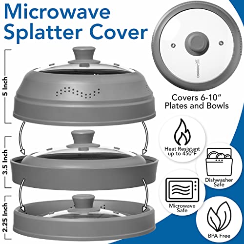 LSR LORESO Microwave Splatter Cover for Food - Silicone Glass Dish Plate Cover, Vented with Silicone Grip Handle Knob, Collapsible, Food Grade, Microwave, Dishwasher Safe - 10" Inch - Image 5