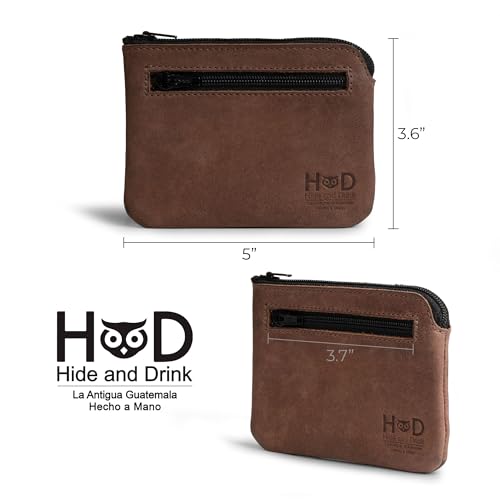 Hide & Drink, Rectangular Zippered Pouch, Compact Bag for Coins, Small Personal Items, Cash & Card Holder, Full Grain Leather, Handmade, Bourbon Brown - Image 4