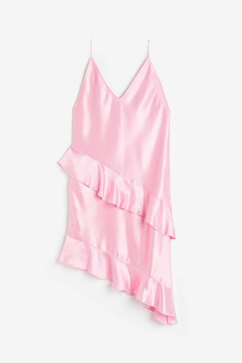 H&M Flounced satin slip dress