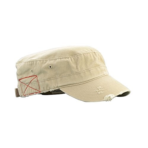 Mega Cap Cotton Distressed Washed Cadet Cap (Khaki) - Image 2