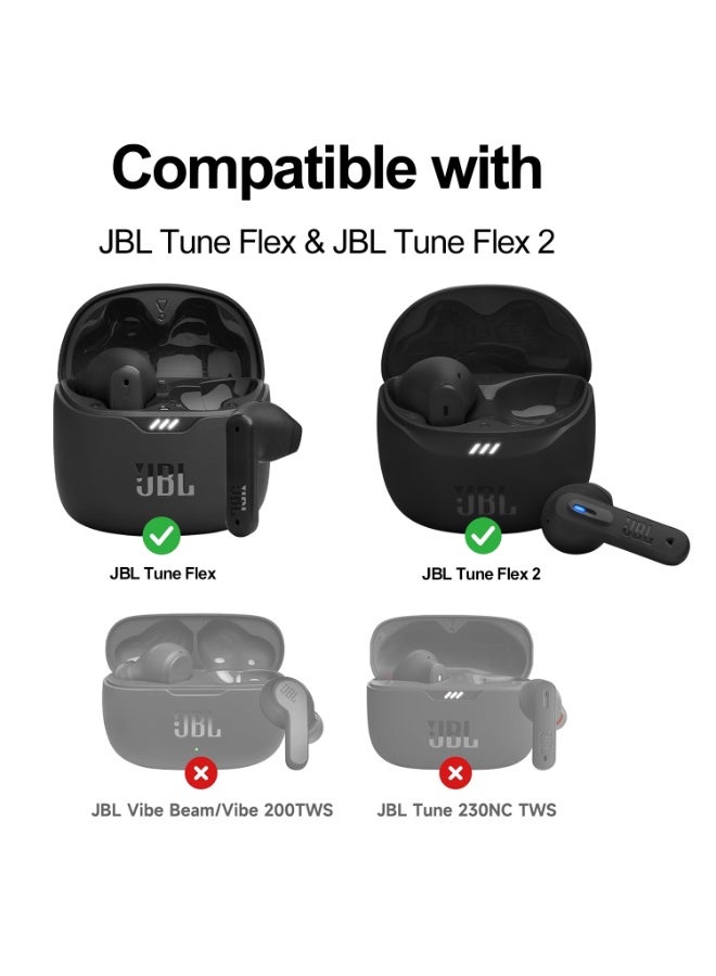 for JBL Tune Flex 2 / JBL Tune Flex Earbuds Case, Shockproof Magnetic Cover, Rugged Bumper Case with Carabiner & Cleaning Kit & Removal Tool, Black  - Image 2
