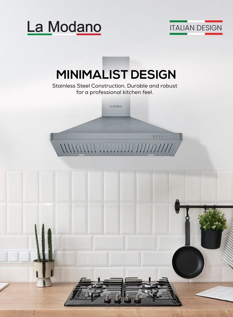 La Modano 60cm Stainless Steel Built-in Pyramid Ventilation Hood With 3 Speeds LMCH60ST Silver - Image 4