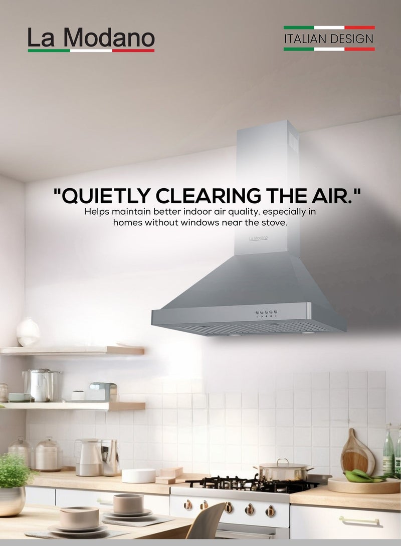 La Modano 60cm Stainless Steel Built-in Pyramid Ventilation Hood With 3 Speeds LMCH60ST Silver - Image 3