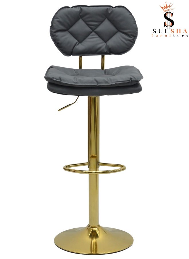 ALWASIT HOME - PU Leather Round Bar Stool with Back Rest Height Adjustable Swivel Pub Chair Home Kitchen Bar stools Backless Stool with Footrest - Image 1