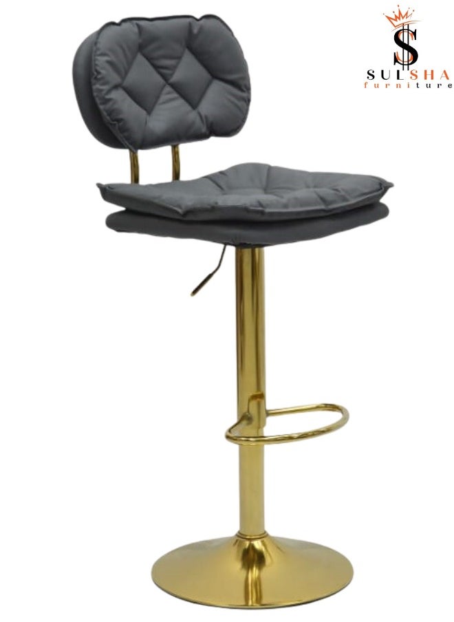 ALWASIT HOME - PU Leather Round Bar Stool with Back Rest Height Adjustable Swivel Pub Chair Home Kitchen Bar stools Backless Stool with Footrest - Image 1