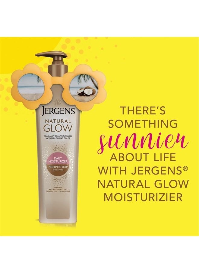 Jergens - Natural Glow 3-Day Self Tanner for Medium to Deep Skin Tone, Sunless Tanning Daily Moisturizer, for Streak-free and Natural-Looking Color, 10 oz - Image 1