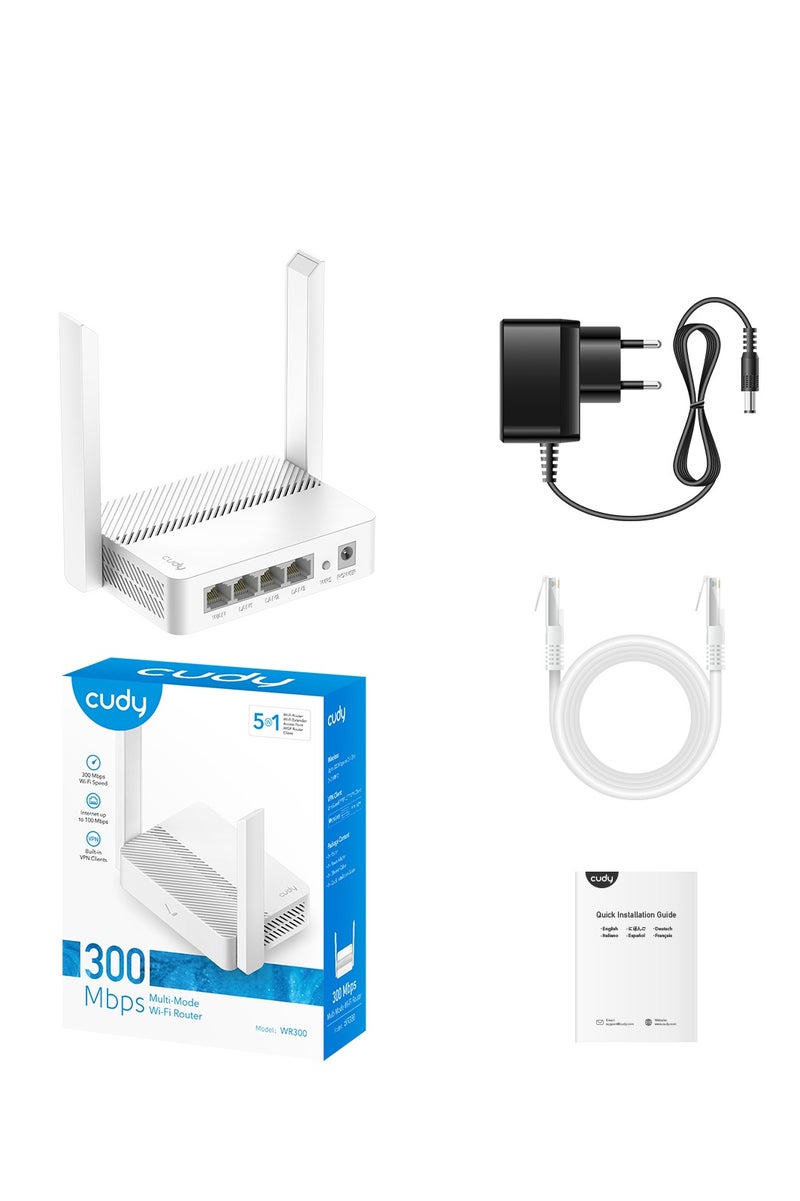 Cudy WR300 Multi-Mode Wi-Fi Router – 300 Mbps, 4× Fast Ethernet Ports, VPN Support, Mesh, App Control - Image 4