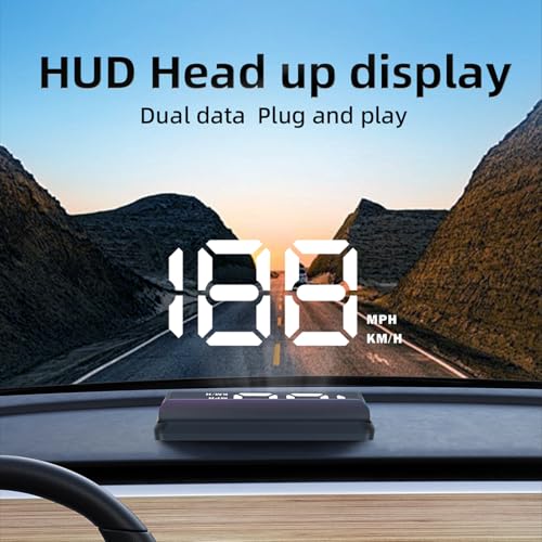 AZIJYV W2 White Heads Up Display for Cars Digital Speedometer for Car Speedometer for Car with Speed, Triple Over-Speed Alarm, Auto Light Sensor, HUD Speedometer Universal Fit for All Vehicles - Image 3