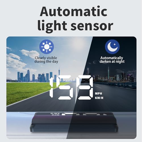 AZIJYV W2 White Heads Up Display for Cars Digital Speedometer for Car Speedometer for Car with Speed, Triple Over-Speed Alarm, Auto Light Sensor, HUD Speedometer Universal Fit for All Vehicles - Image 5