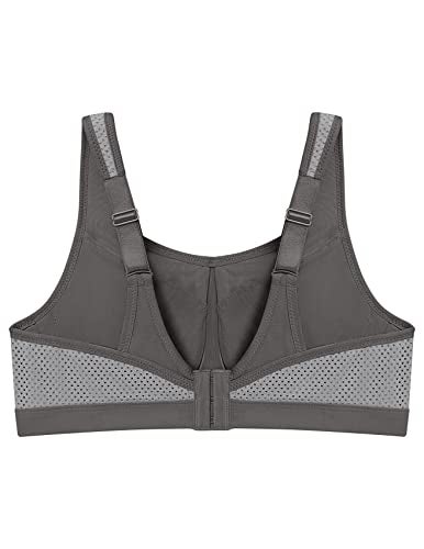 Glamorise Full Figure Plus Size High Impact Wonderwire Sports Bra Underwire #9066 Gray - Image 5